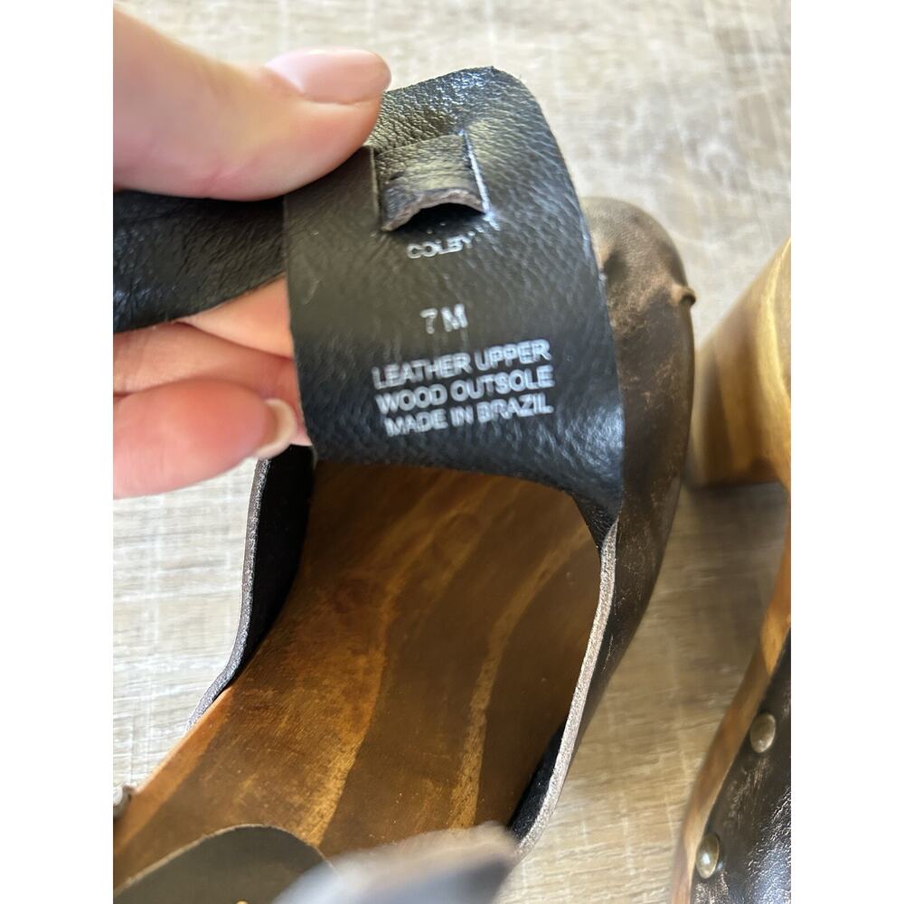 Matisse Colby Studded Wood Platform Clogs Womens 7 Brown Leather Boho NWOT - Picture 4 of 14